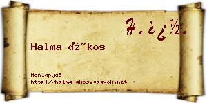 Halma Ákos névjegykártya